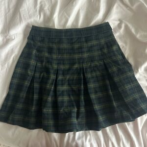 Hollister Green and Blue Mini Skater Skirt